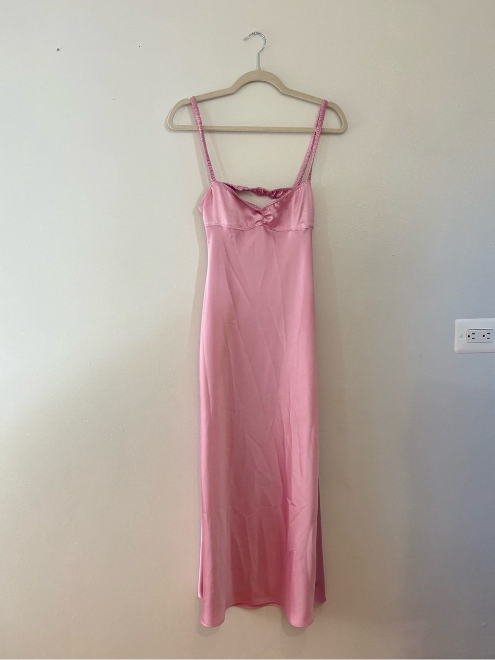 Pink Satin Long Slip Dress - Women
